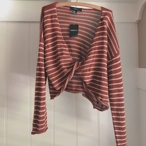 Striped sweater with knot